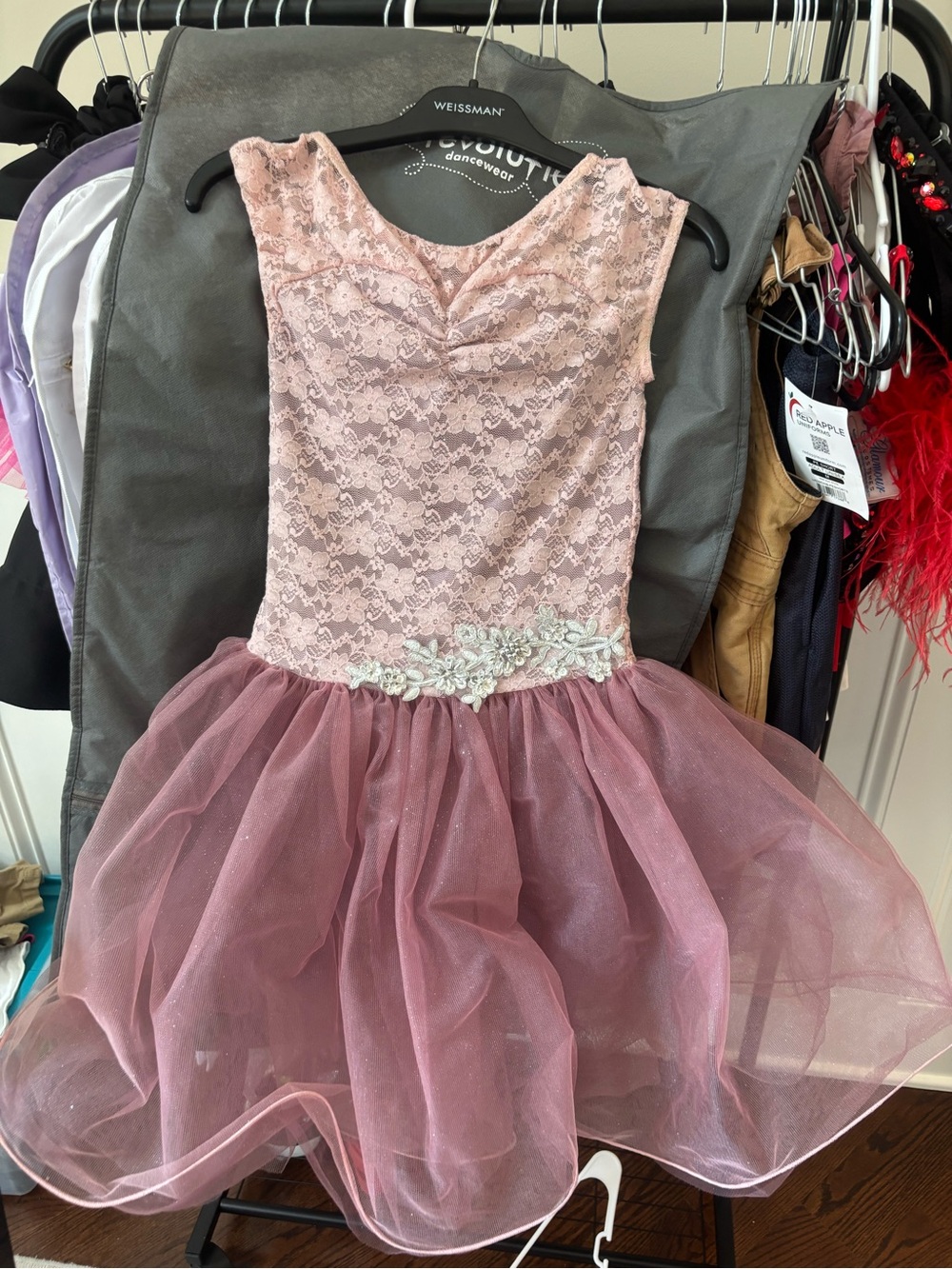 Weissman dusty rose pink  Lace & Tulle Dance Costume Dress. Ballet, lyrical,